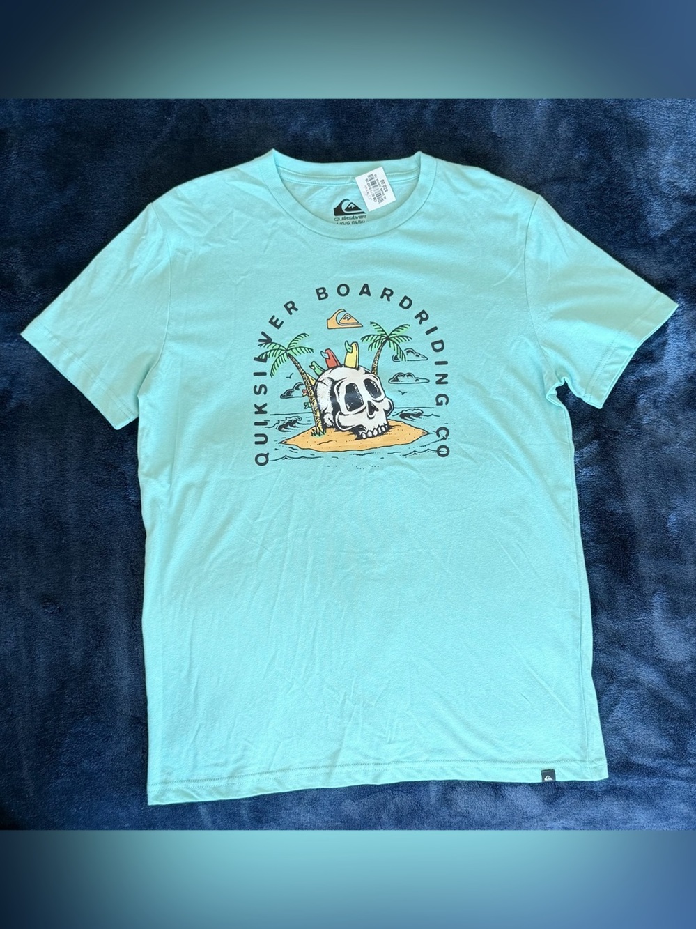 Quiksilver Boys Skull Rock Short Sleeve T-Shirt Blue Size L 14/16 NWT